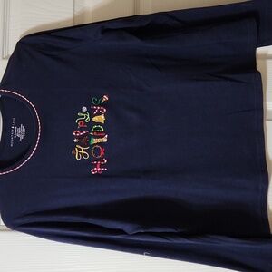 Mountain Lake Ladies Navy Holiday Shirt